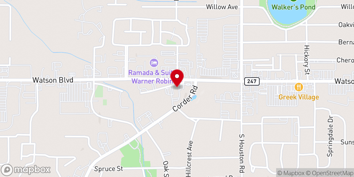 Map showing location of Warner Robins Church of Christ