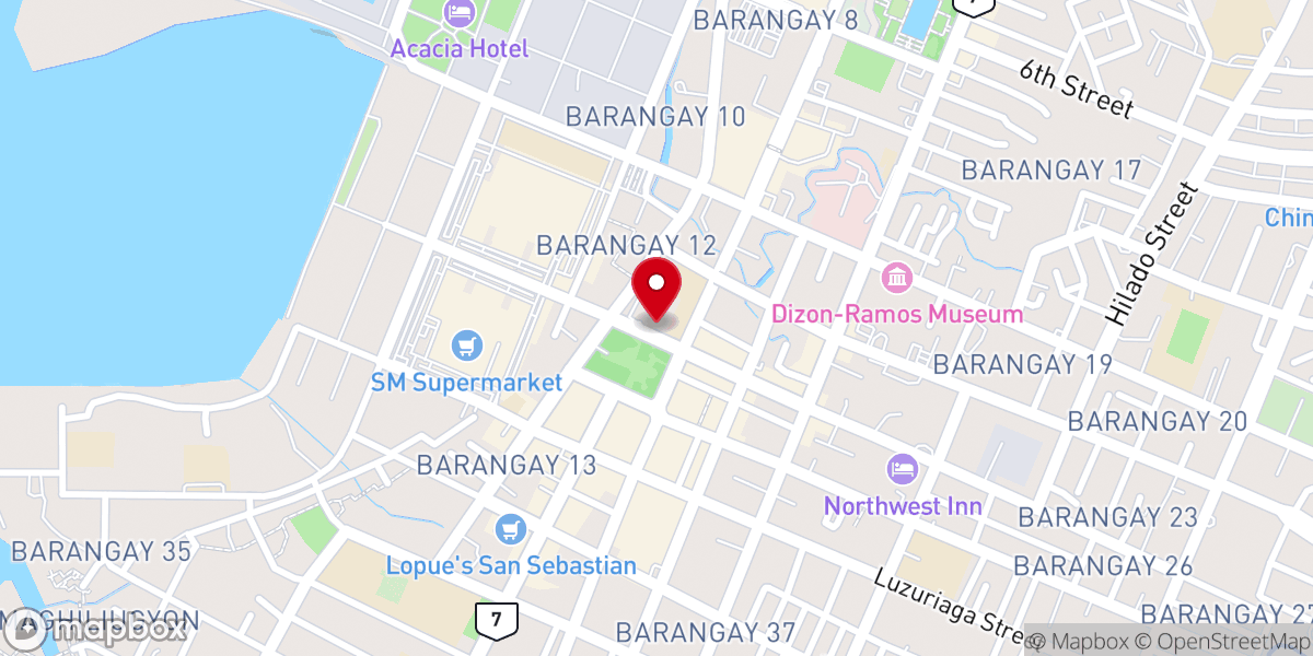 Map showing location of San Sebastian Cathedral