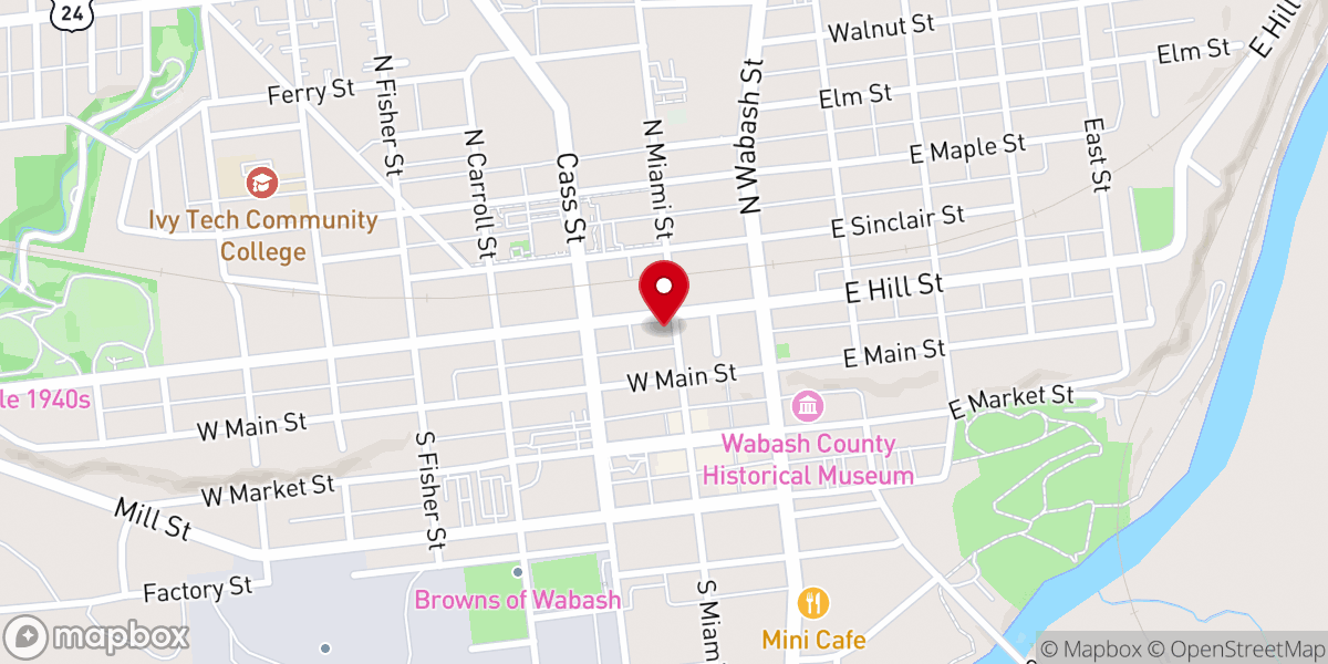 Map showing location of Wabash Presbyterian Church
