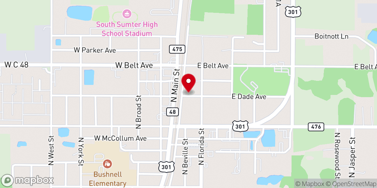 Map showing location of The Salvation Army Sumter County Service Center