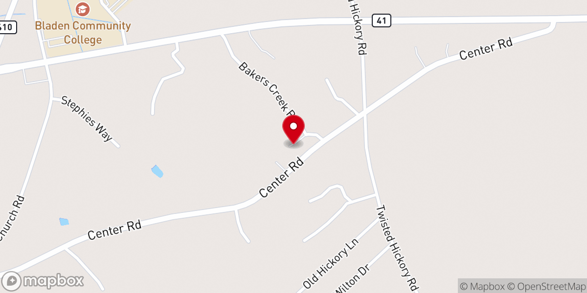 Map showing location of Baker's Creek AME Zion Church