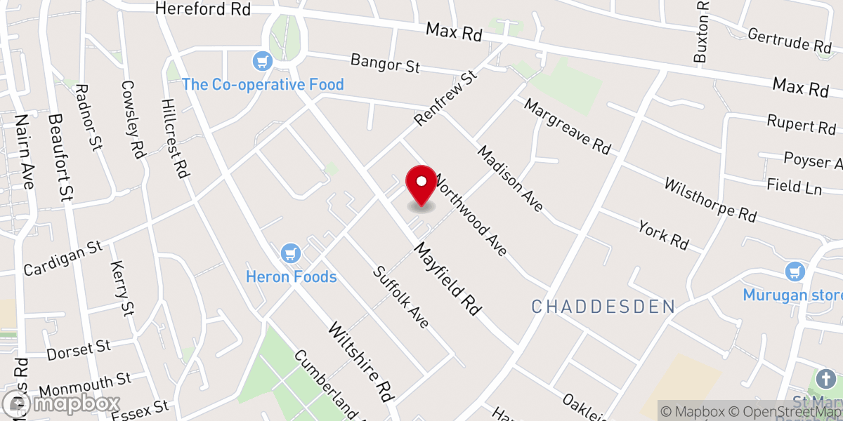 Map showing location of Mayfield Road Methodist Church