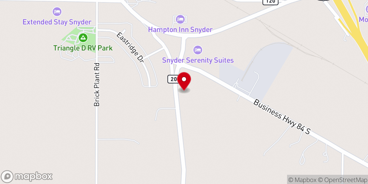 Map showing location of Elim Assembly of God-Snyder Church