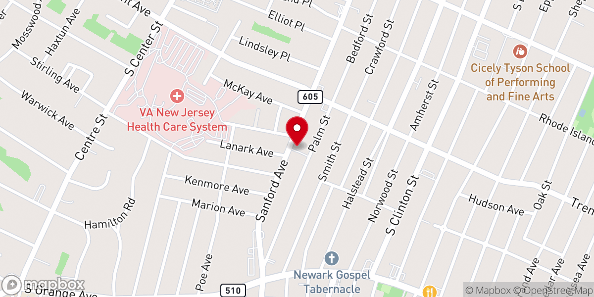 Map showing location of Newark Haitian Church