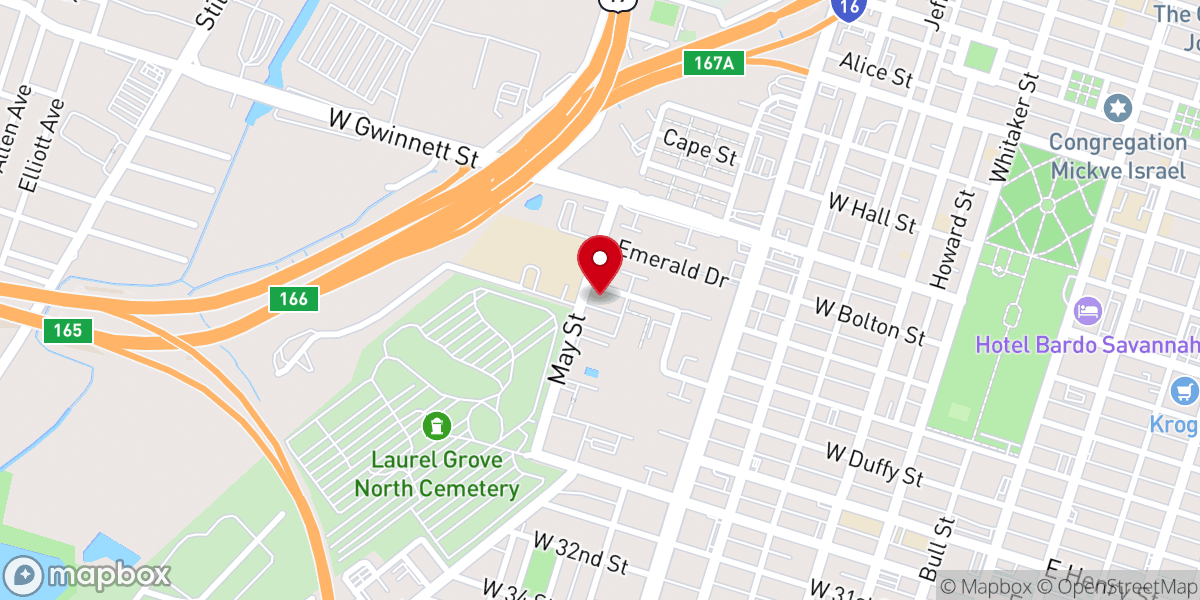Map showing location of Gaines Chapel African Methodist Episcopal Church