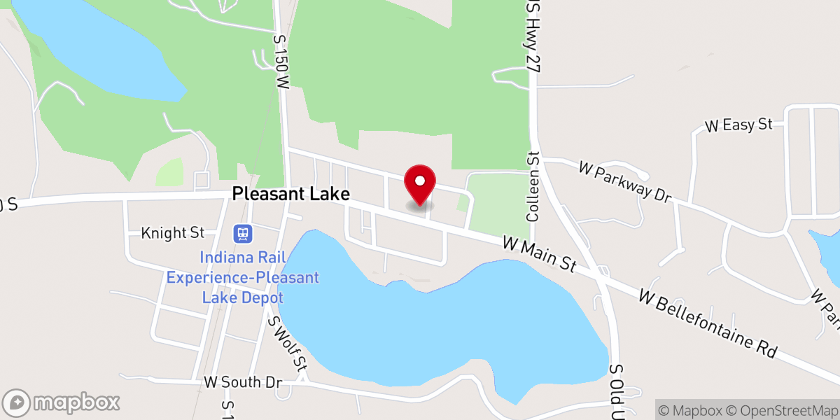 Map showing location of Pleasant Lake United Methodist Church