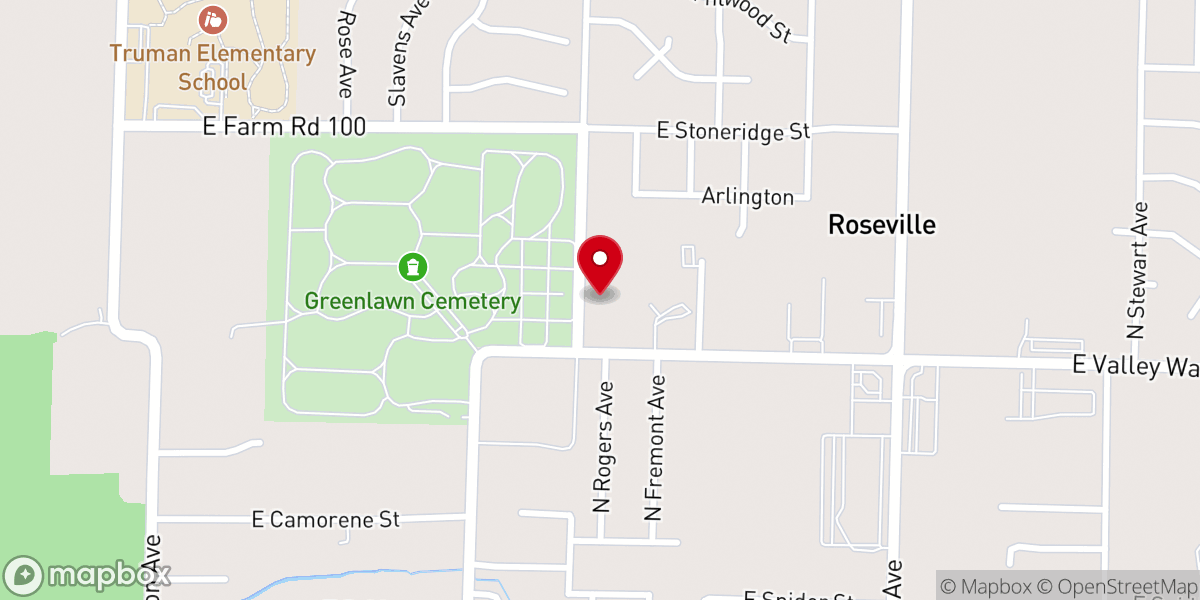 Map showing location of Hickory Ridge Baptist Church