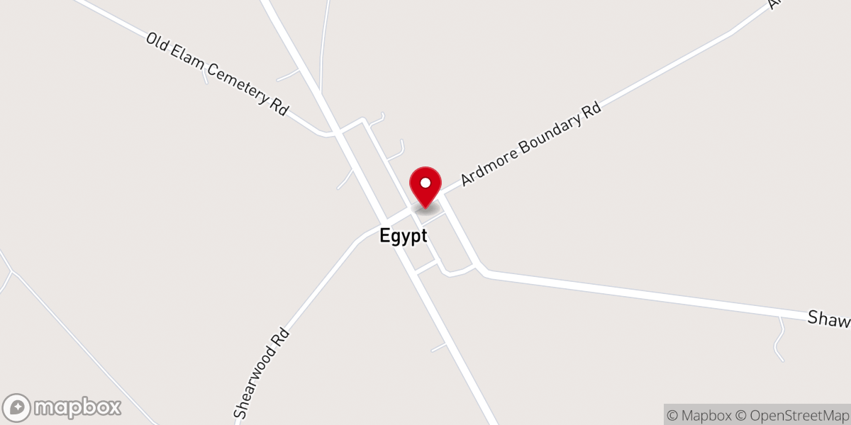 Map showing location of Elam-Egypt Baptist Church