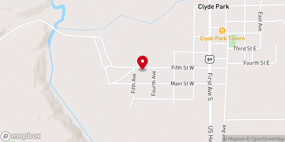 Map showing location of Shields Valley Bible Church