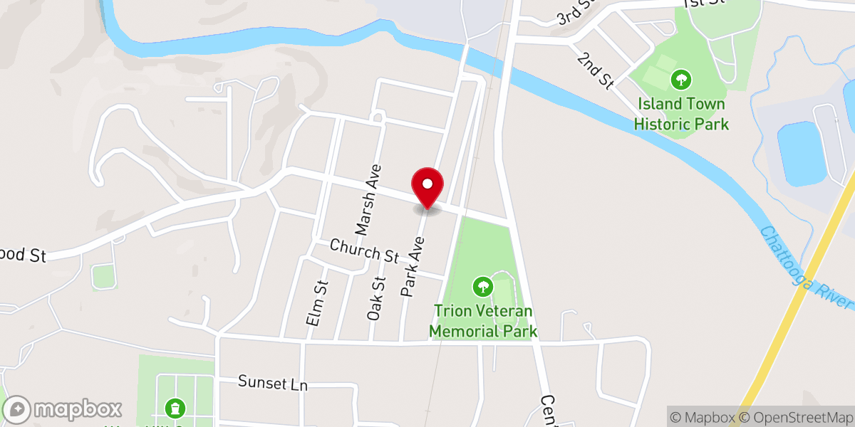 Map showing location of Trion Presbyterian Church