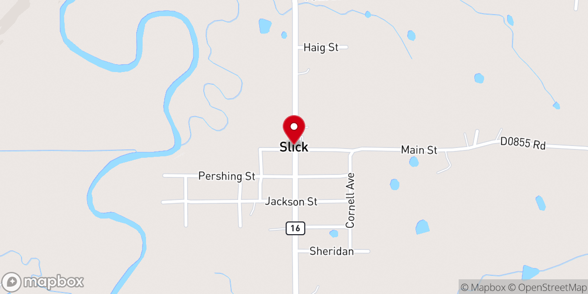 Map showing location of Slick