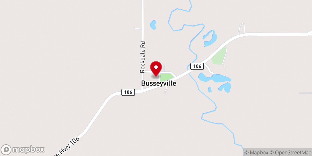 Map showing location of Busseyville Community Church