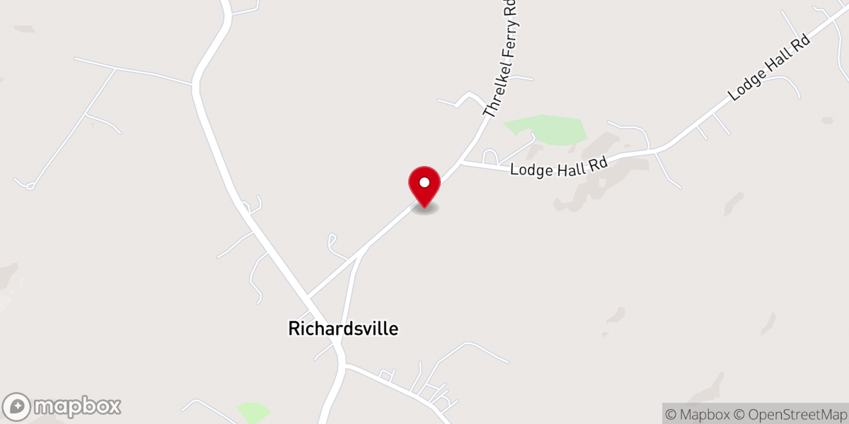 Map showing location of Richardsville Baptist Church