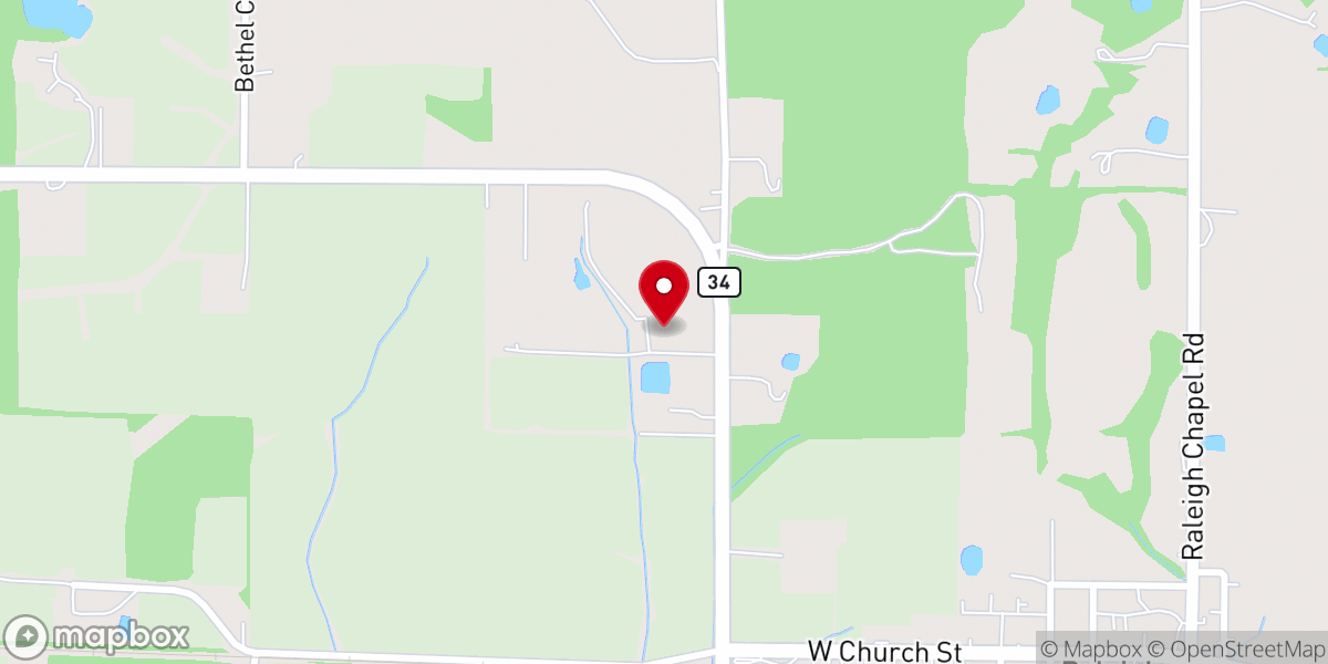 Map showing location of Grace Baptist Chruch
