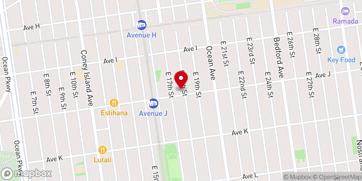 Map showing location of Congregation Young Israel of Brooklyn