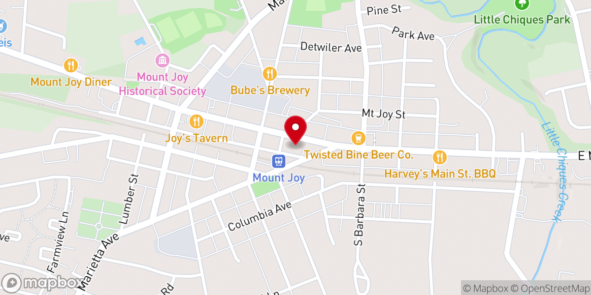 Map showing location of Mount Joy Church of God