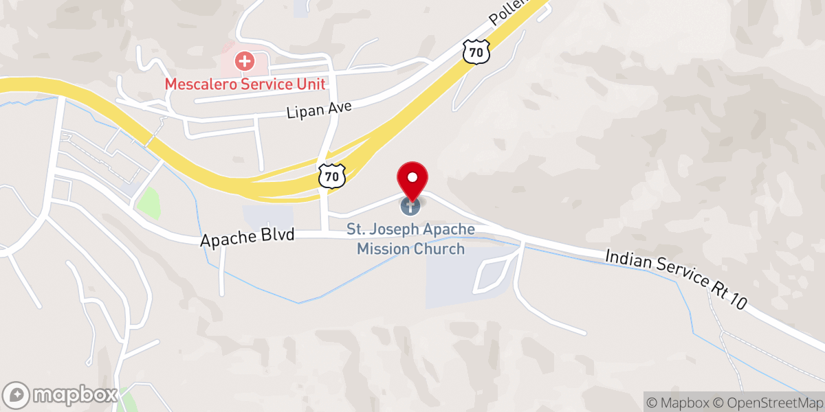 Map showing location of St Joseph Apache Mission
