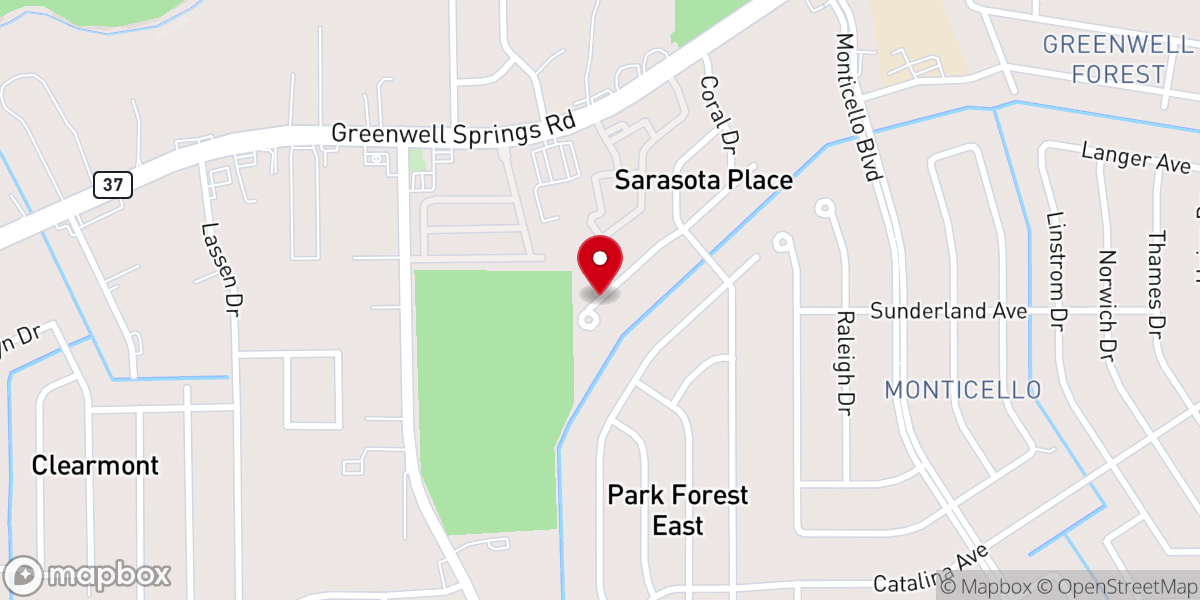 Map showing location of Park Forest Baptist Church