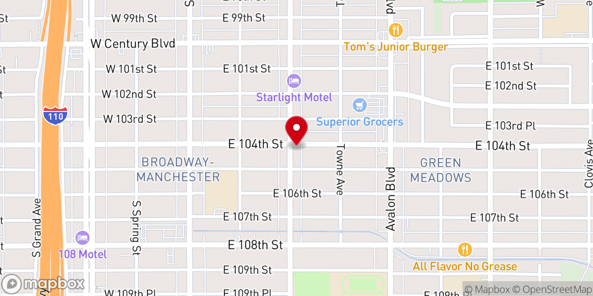 Map showing location of Southside Bethel Baptist Church