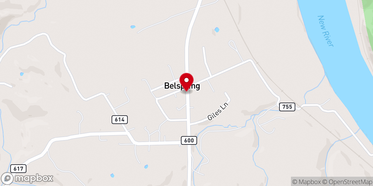 Map showing location of Belspring