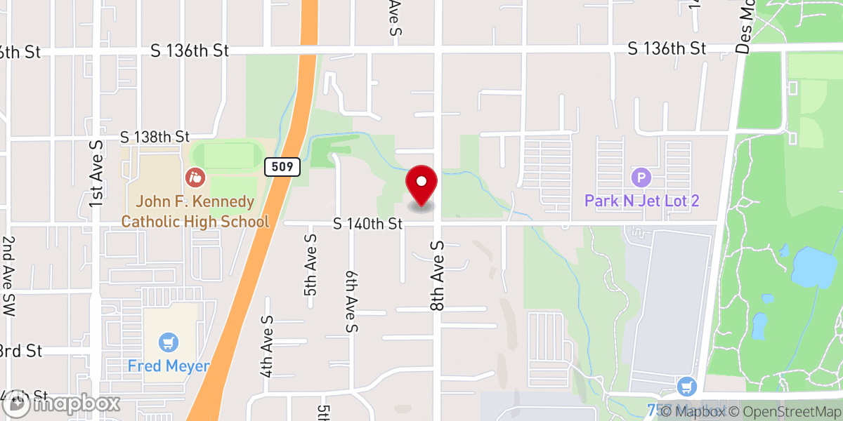 Map showing location of Church of Christ at Burien