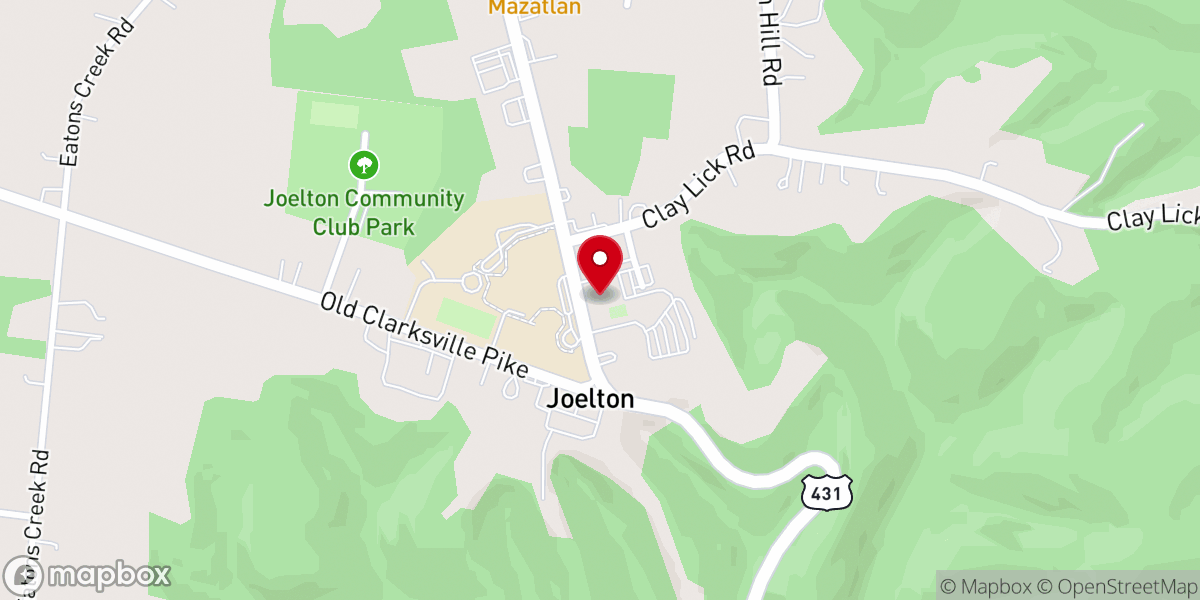 Map showing location of First Baptist Church Joelton