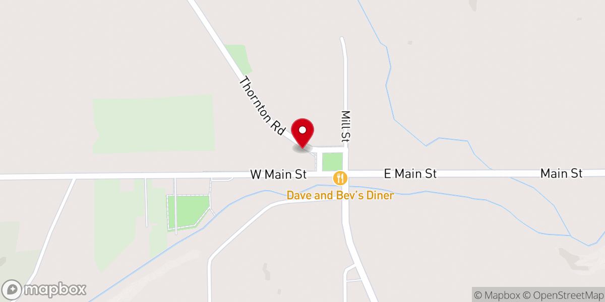 Map showing location of Ellington Community Church