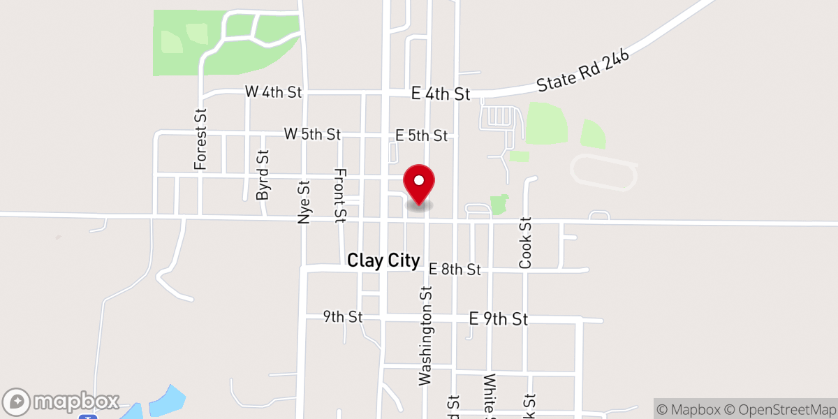 Map showing location of Clay City First Church