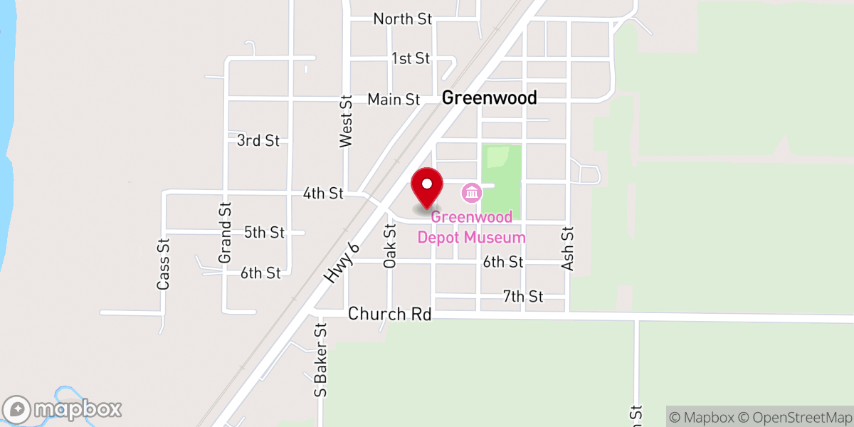 Map showing location of Greenwood Christian Church