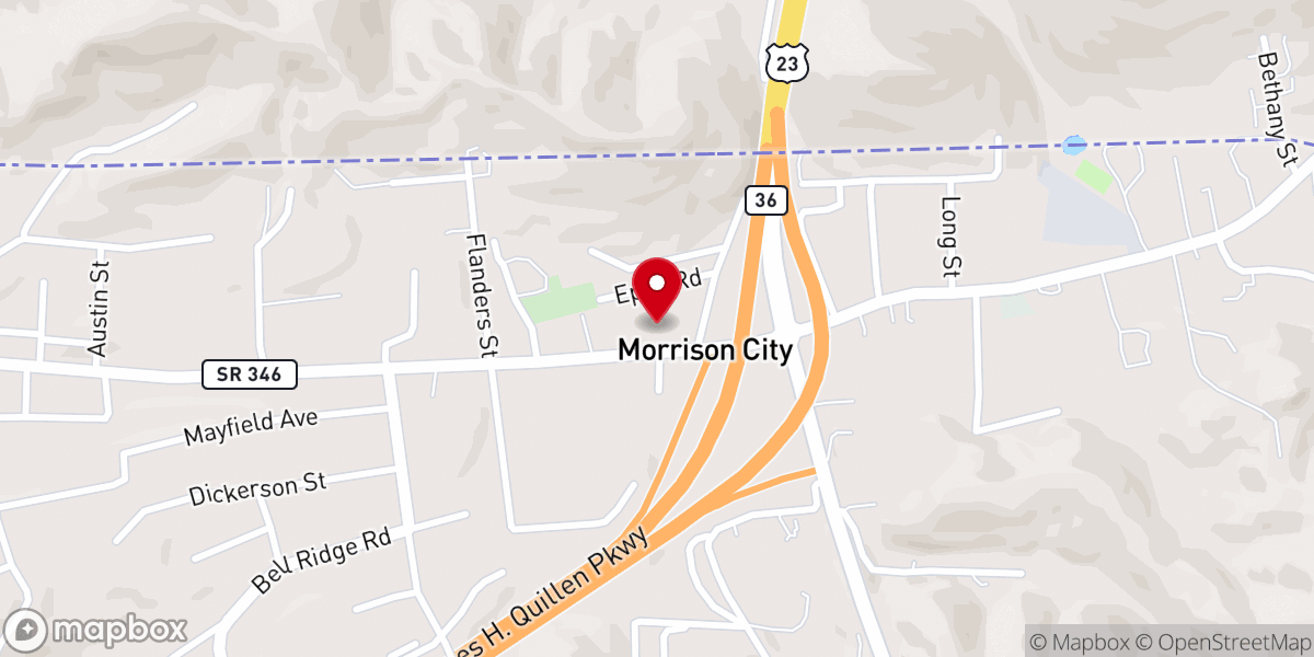 Map showing location of First Free Will Baptist Church of Morrison City