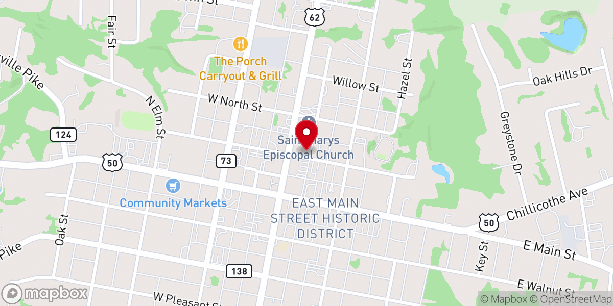 Map showing location of Hillsboro Church of Christ in Christian Union