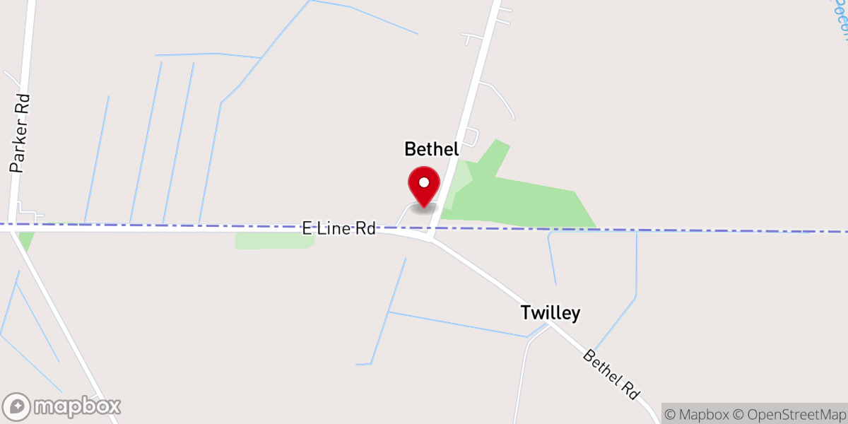 Map showing location of Bethel Community Church