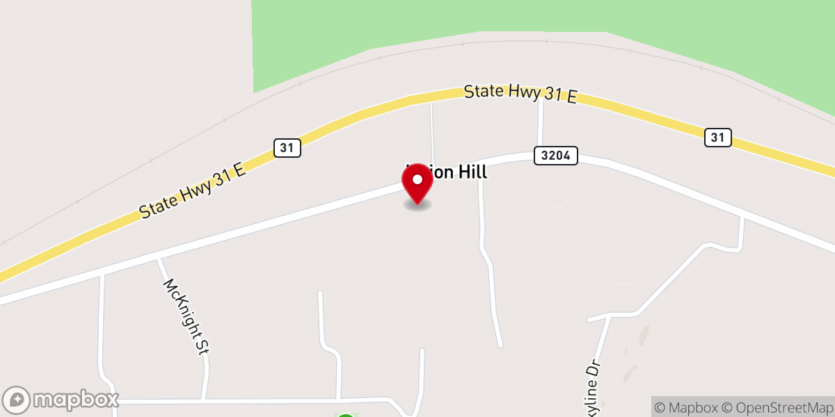 Map showing location of Union Hill Baptist Church