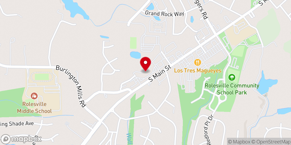 Map showing location of Village Church Rolesville