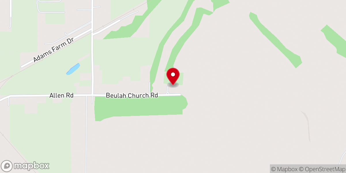 Map showing location of Beulah Baptist Church