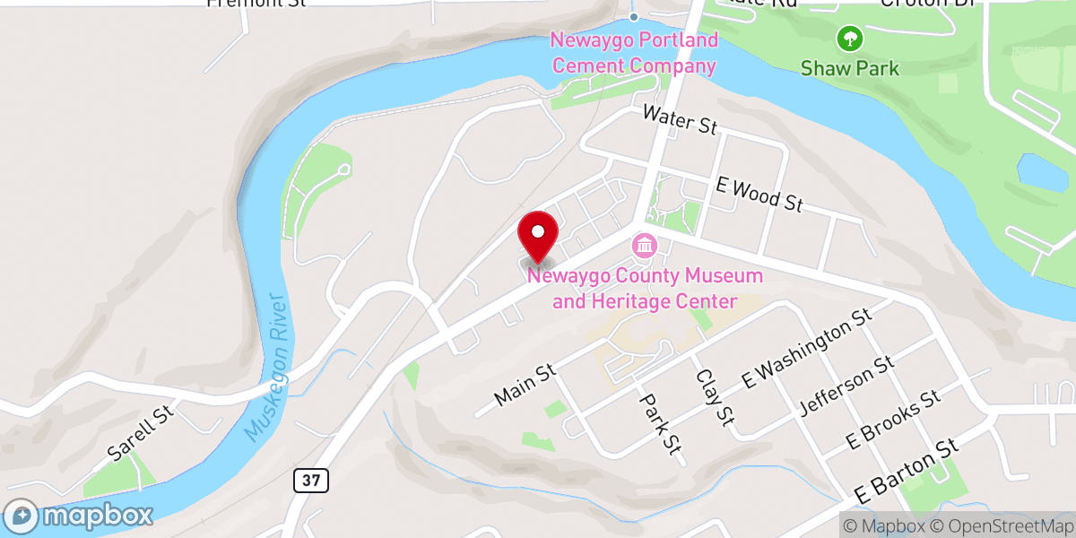 Map showing location of Newaygo United Methodist Church