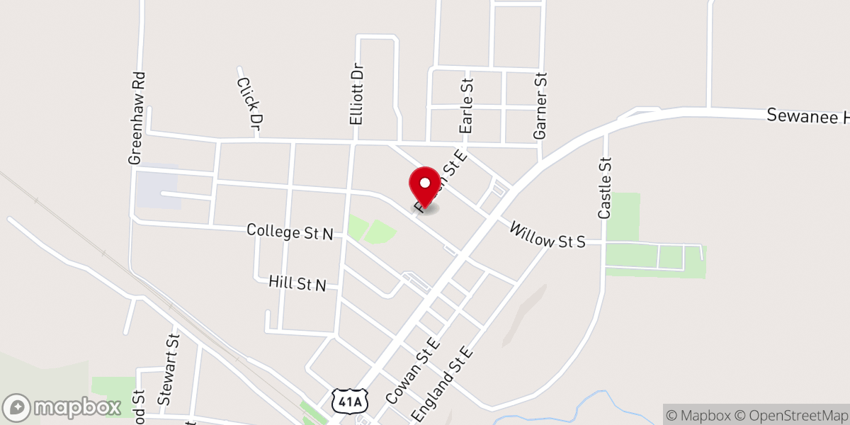 Map showing location of Hope Baptist Church