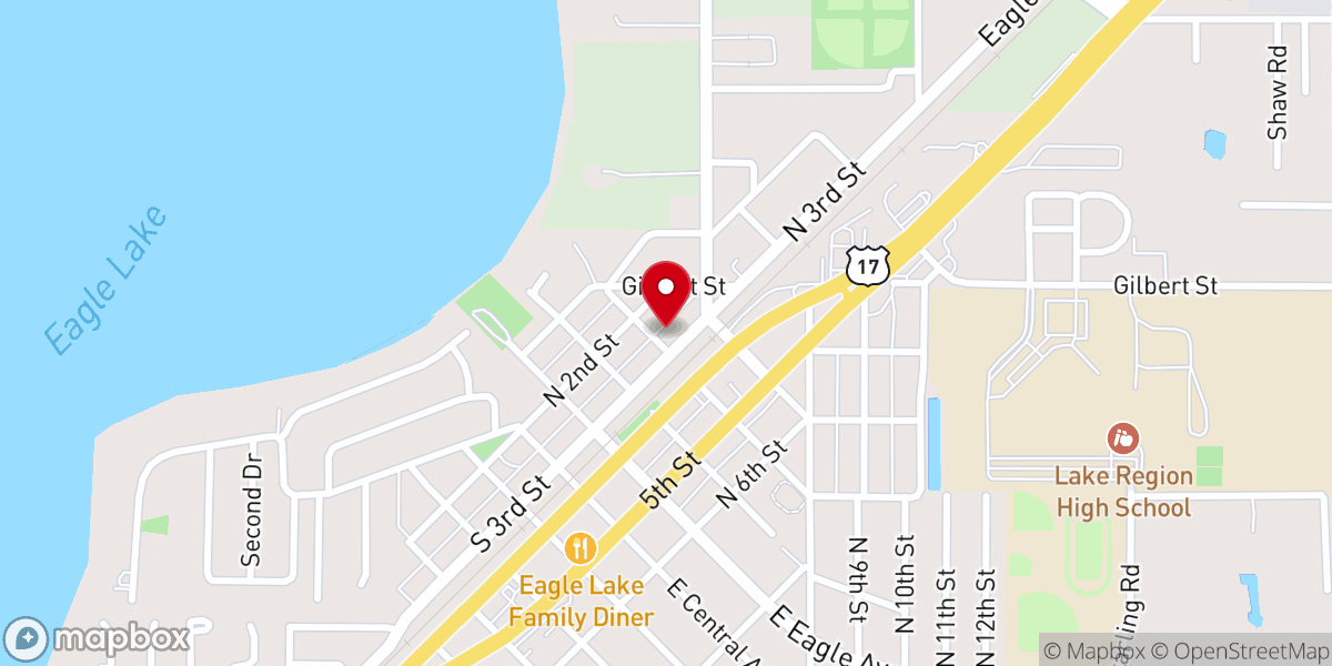 Map showing location of Eagle Lake Church of Christ