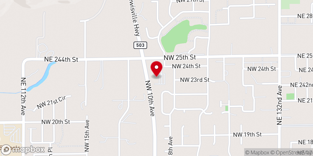 Map showing location of Battle Ground Foursquare Church
