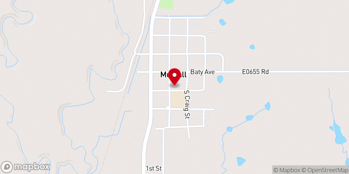 Map showing location of Mulhall Christian Church
