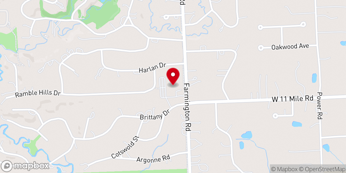 Map showing location of First Presbyterian Church of Farmington