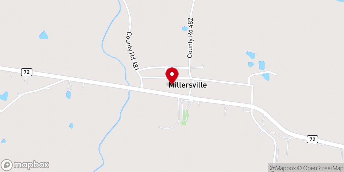Map showing location of Millersville First Baptist Church