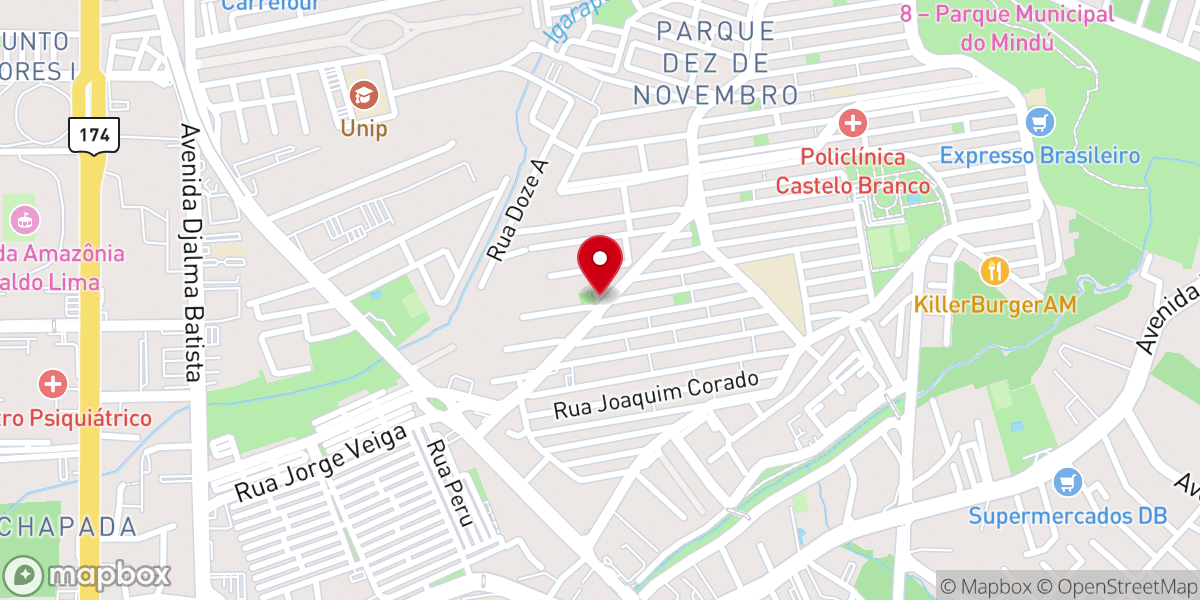 Map showing location of Igreja Batista Shekinah