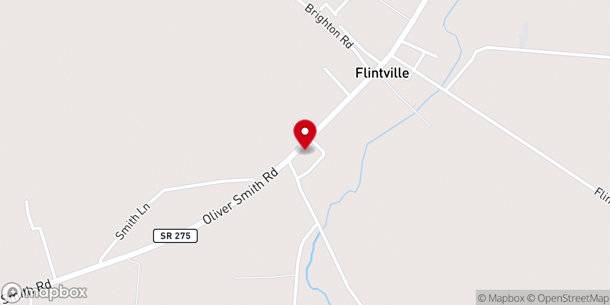 Map showing location of Flintville First Baptist Church