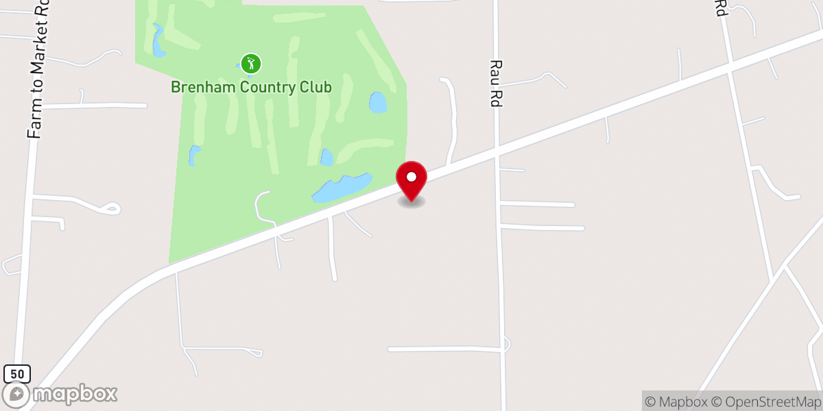 Map showing location of Cowboy Church of Brenham, Texas