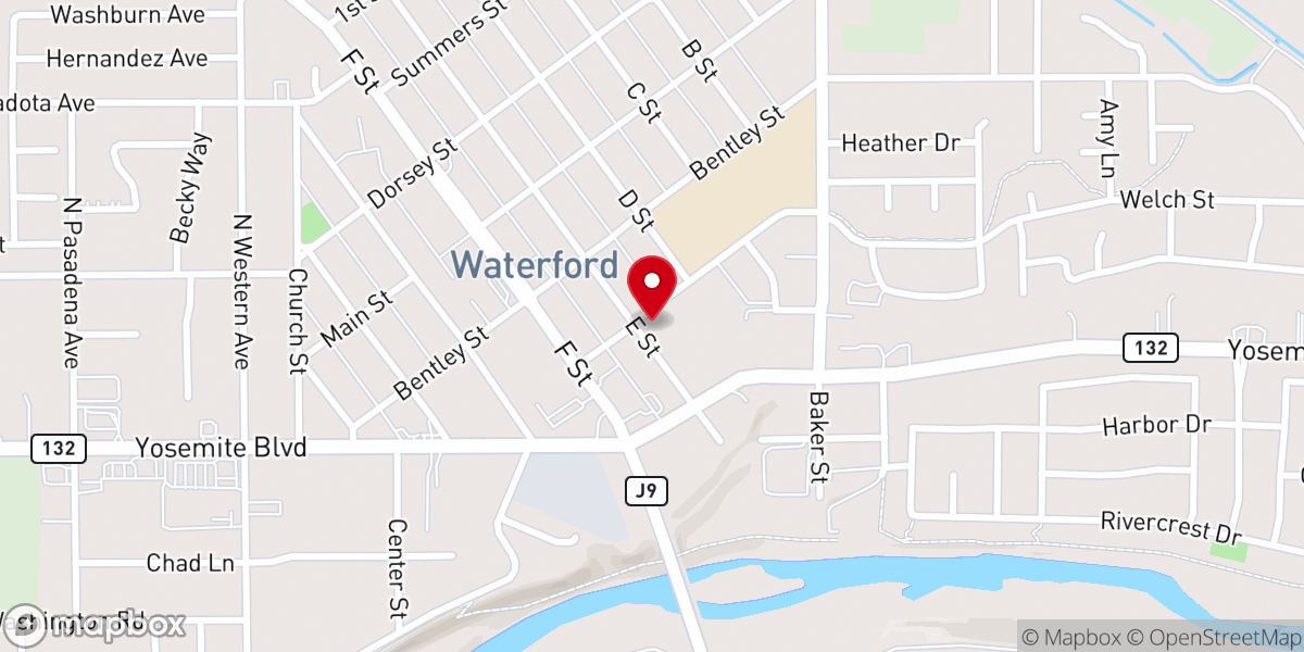 Map showing location of First Baptist Church Waterford