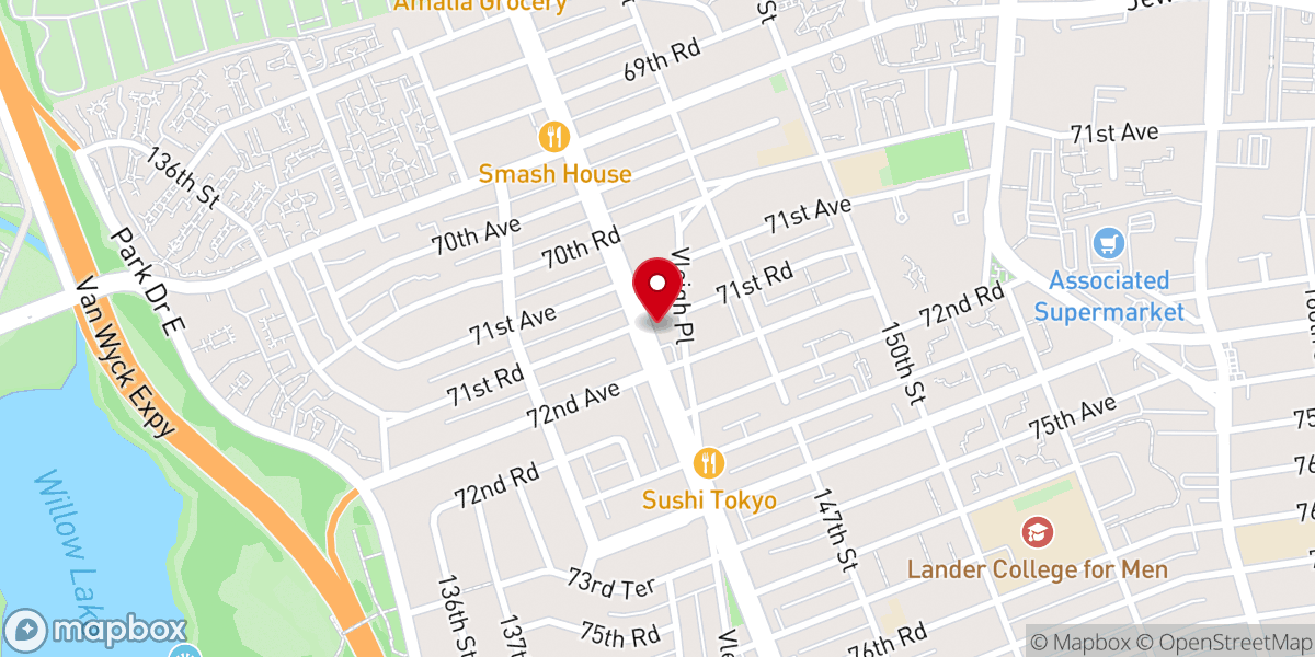 Map showing location of Congregation Merkaz Ginas Verodim