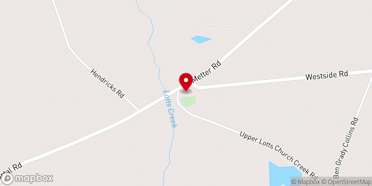 Map showing location of Upper Lotts Creek Primitive Baptist Church