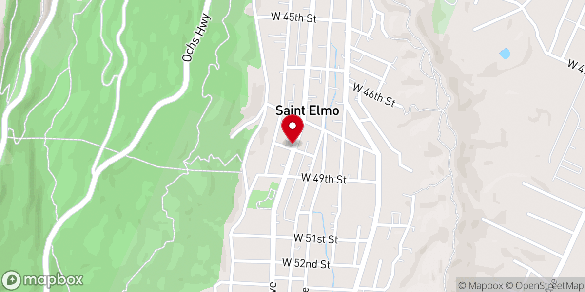 Map showing location of St Elmo Church of Christ