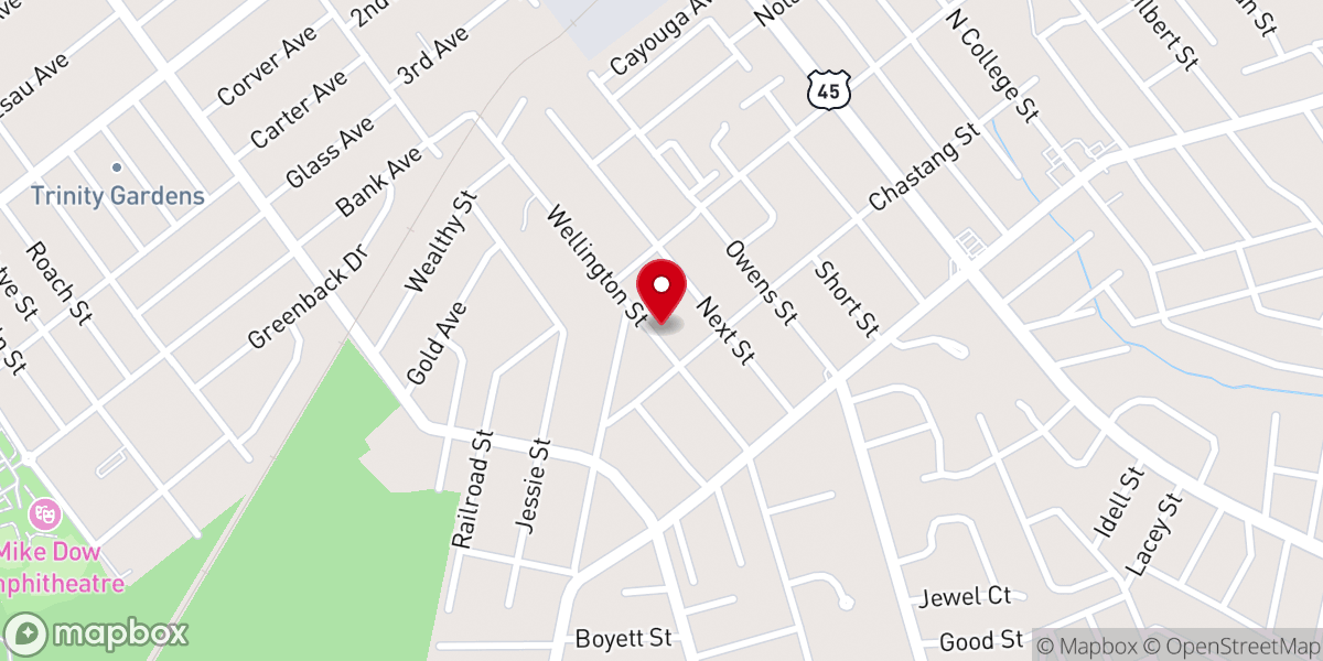 Map showing location of New Home Baptist Church